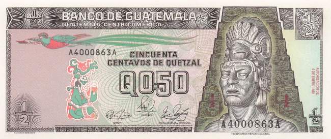 0,50 Quetzal p72a Guatemala 1989